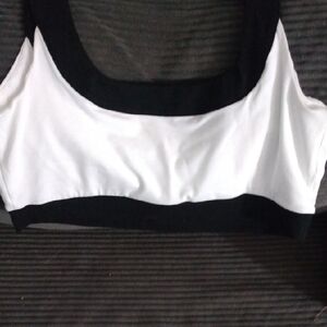 Express Black and White Colorblock Crop Top